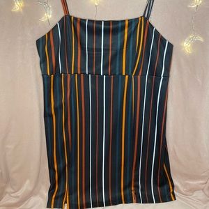 ☁️Black w/ ❤️🧡💚🤍 vertical stripes,slit on side